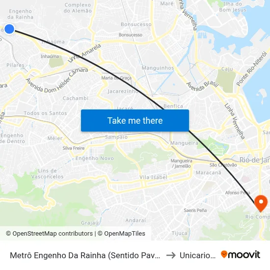 Metrô Engenho Da Rainha (Sentido Pavuna) to Unicarioca map