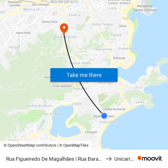 Rua Figueiredo De Magalhães | Rua Barata Ribeiro to Unicarioca map