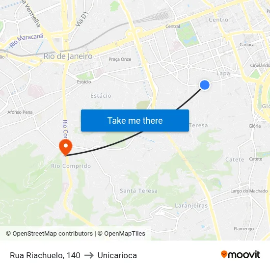 Rua Riachuelo, 140 to Unicarioca map