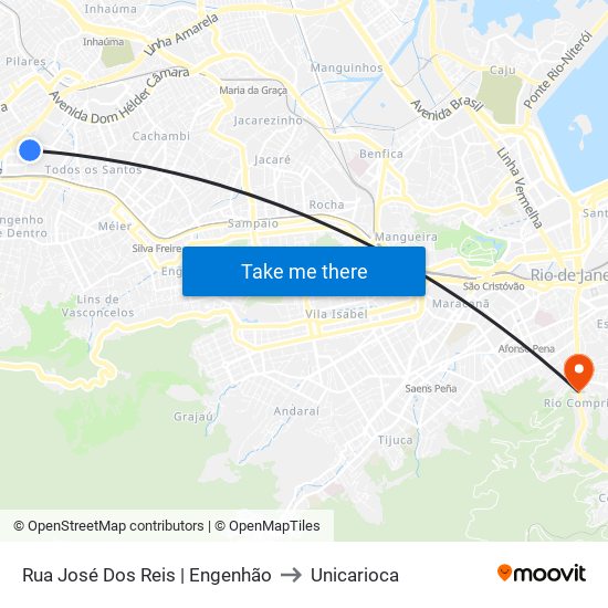 Rua José Dos Reis | Engenhão to Unicarioca map