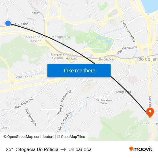 25° Delegacia De Polícia to Unicarioca map