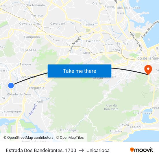 Estrada Dos Bandeirantes, 1700 to Unicarioca map