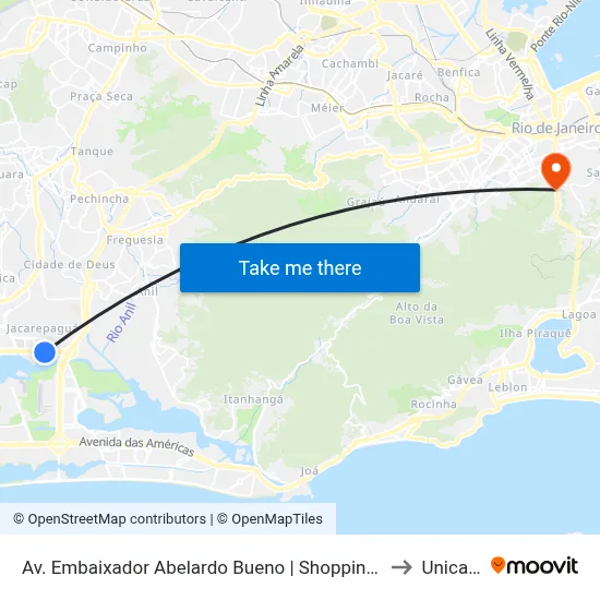 Av. Embaixador Abelardo Bueno | Shopping Metropolitano Barra to Unicarioca map