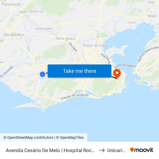 Avenida Cesário De Melo | Hospital Rocha Faria to Unicarioca map