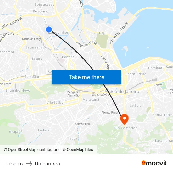 Fiocruz to Unicarioca map