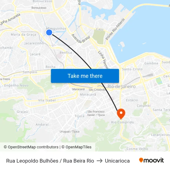 Rua Leopoldo Bulhões / Rua Beira Rio to Unicarioca map