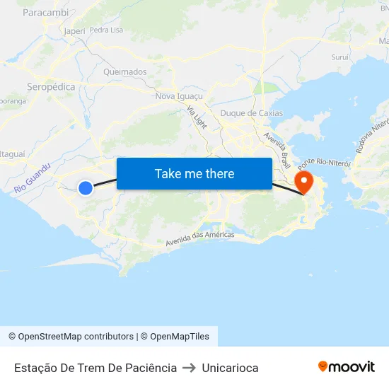 Estação De Trem De Paciência to Unicarioca map