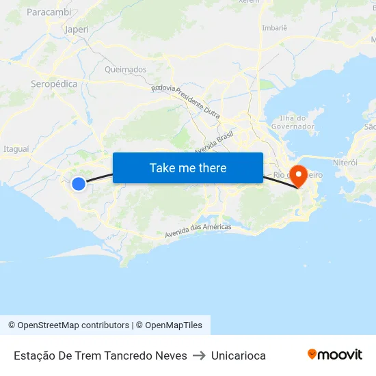 Estação De Trem Tancredo Neves to Unicarioca map