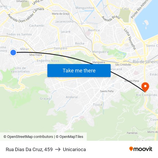 Rua Dias Da Cruz, 459 to Unicarioca map