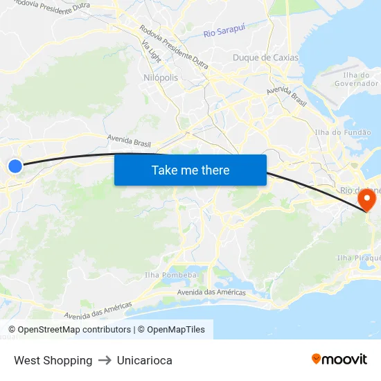 West Shopping to Unicarioca map