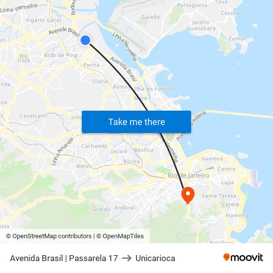 Avenida Brasil | Passarela 17 to Unicarioca map