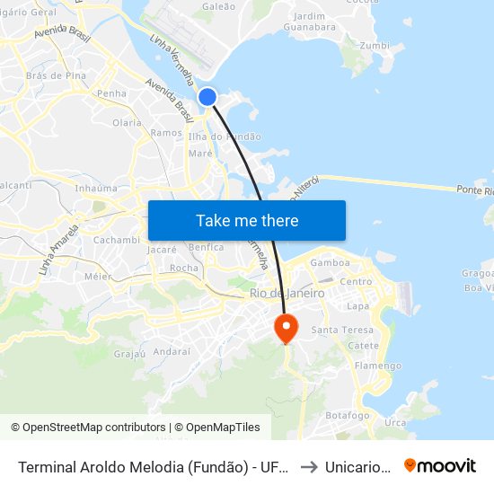 Terminal Aroldo Melodia (Fundão) - UFRJ to Unicarioca map