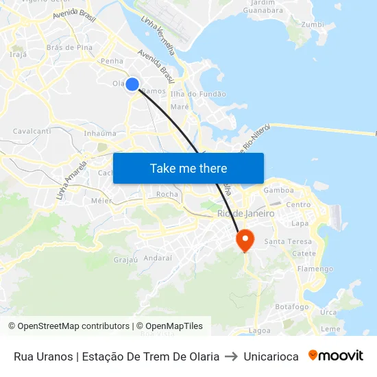Rua Uranos | Estação De Trem De Olaria to Unicarioca map