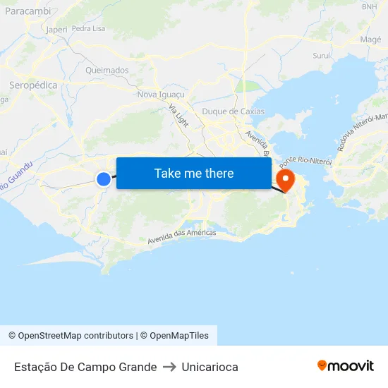Estação De Campo Grande to Unicarioca map
