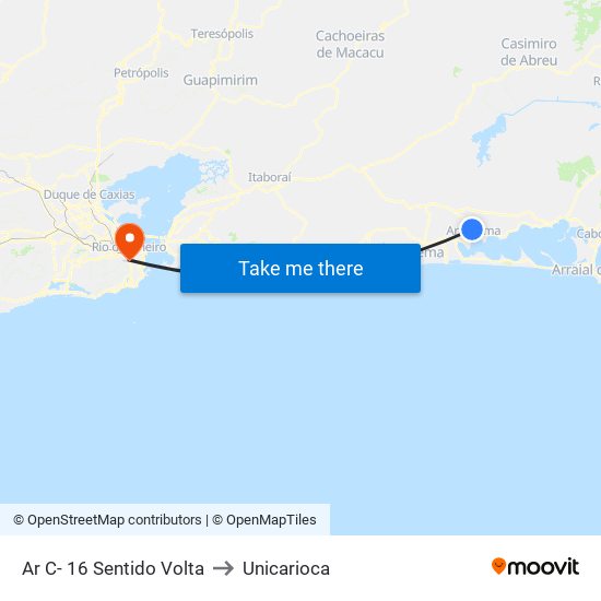 Ar C- 16 Sentido Volta to Unicarioca map