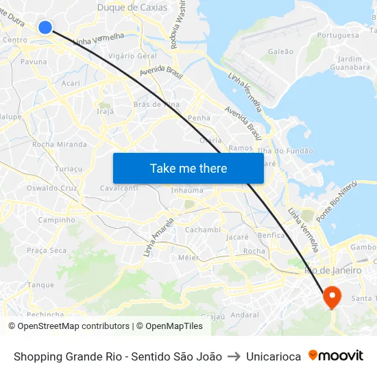 Shopping Grande Rio - Sentido São João to Unicarioca map