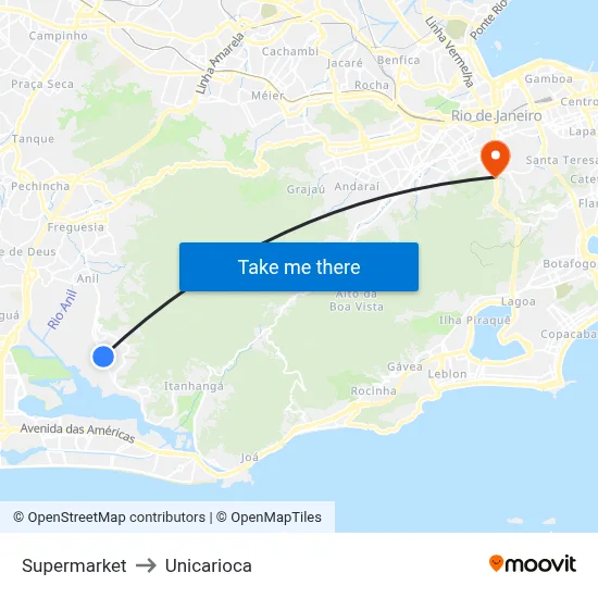 Supermarket to Unicarioca map