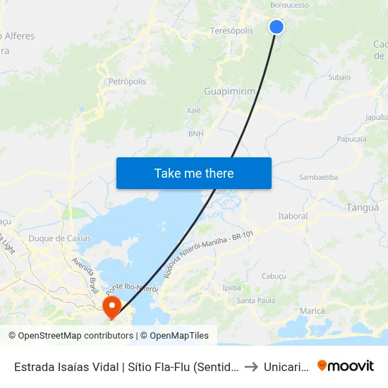 Estrada Isaías Vidal | Sítio Fla-Flu (Sentido Centro) to Unicarioca map
