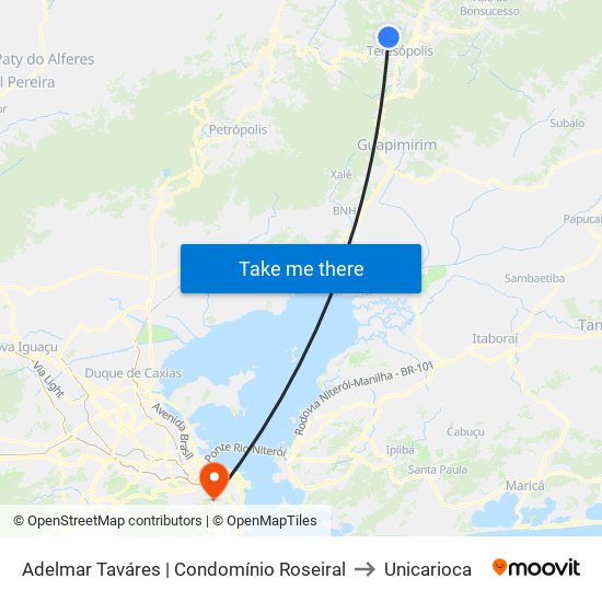 Adelmar Taváres | Condomínio Roseiral to Unicarioca map
