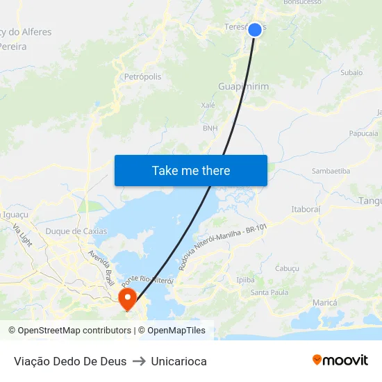 Viação Dedo De Deus to Unicarioca map