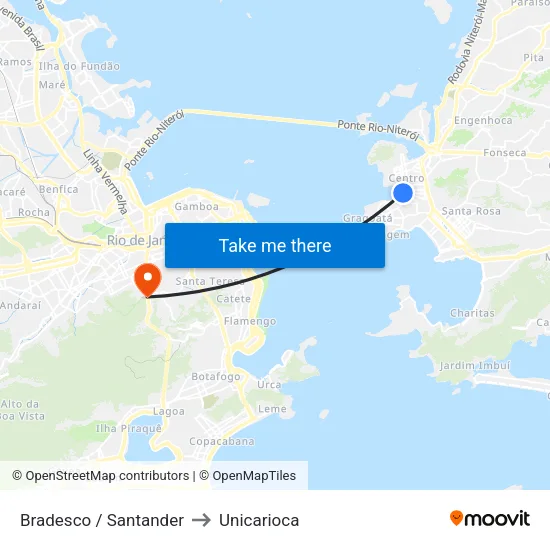 Bradesco / Santander to Unicarioca map