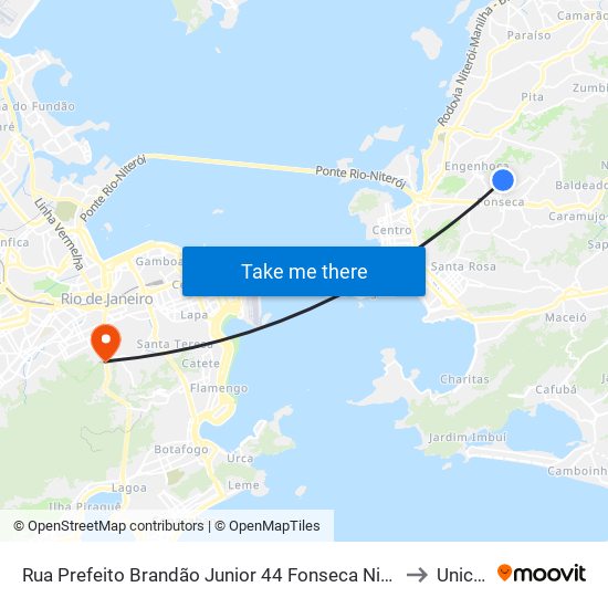 Rua Prefeito Brandão Junior 44 Fonseca Niterói - Rio De Janeiro 24105 Brasil to Unicarioca map