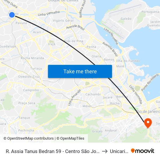 R. Assia Tanus Bedran 59 - Centro São João De Meriti to Unicarioca map