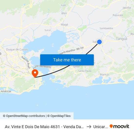 Av. Vinte E Dois De Maio 4631 - Venda Das Pedras Itaboraí to Unicarioca map