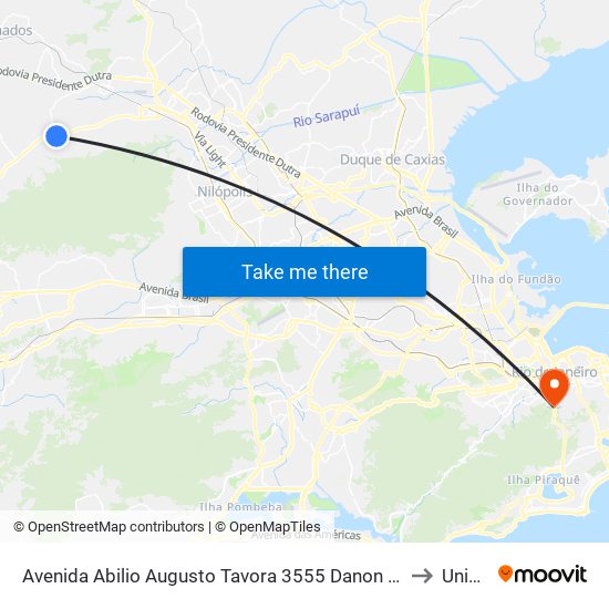 Avenida Abilio Augusto Tavora 3555 Danon Nova Iguaçu - Rio De Janeiro 26270 Brasil to Unicarioca map