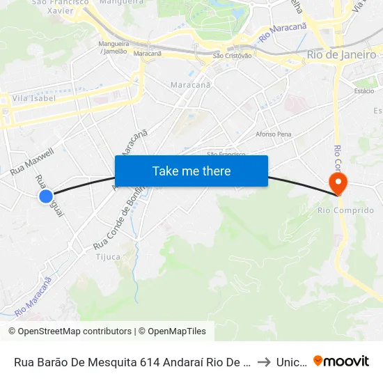 Rua Barão De Mesquita 614 Andaraí Rio De Janeiro - Rio De Janeiro 20540 Brasil to Unicarioca map