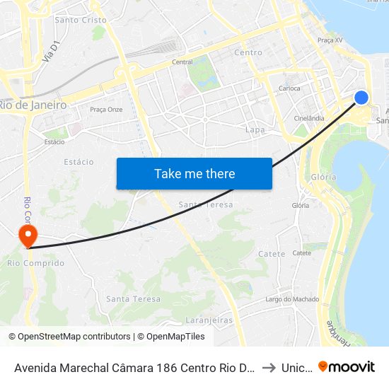 Avenida Marechal Câmara 186 Centro Rio De Janeiro - Rio De Janeiro 20020 Brasil to Unicarioca map