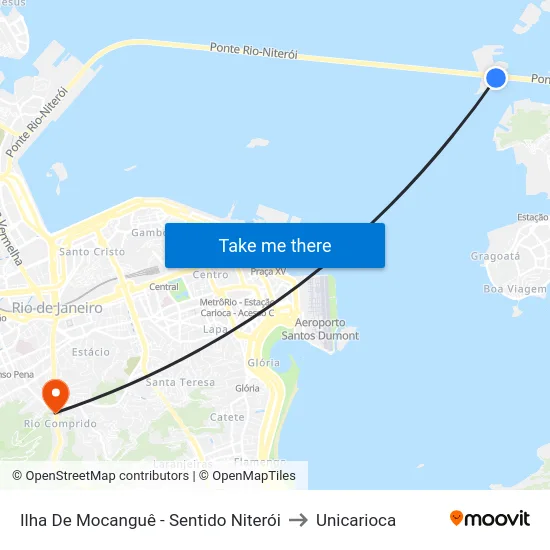 Ilha De Mocanguê - Sentido Niterói to Unicarioca map