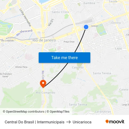 Central Do Brasil | Intermunicipais to Unicarioca map