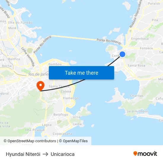 Hyundai Niterói to Unicarioca map