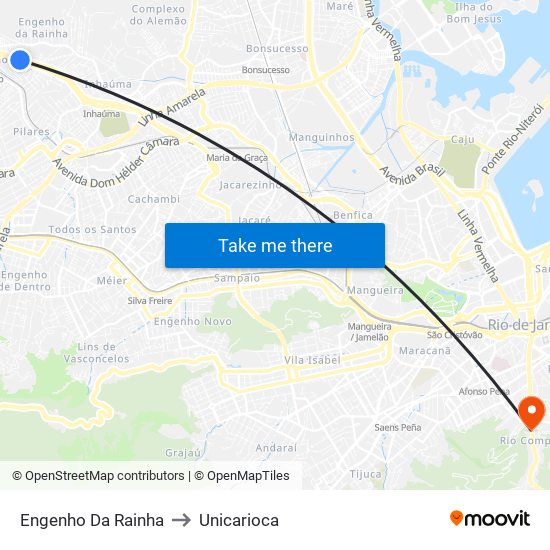 Engenho Da Rainha to Unicarioca map