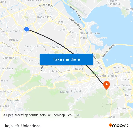 Irajá to Unicarioca map