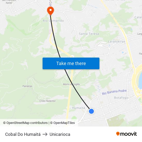 Cobal Do Humaitá to Unicarioca map