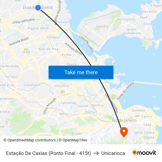 Estação De Caxias (Ponto Final - 415t) to Unicarioca map