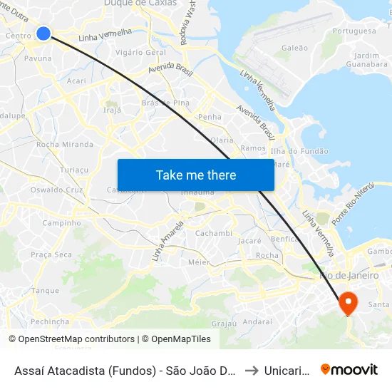 Assaí Atacadista (Fundos) - São João De Meriti to Unicarioca map