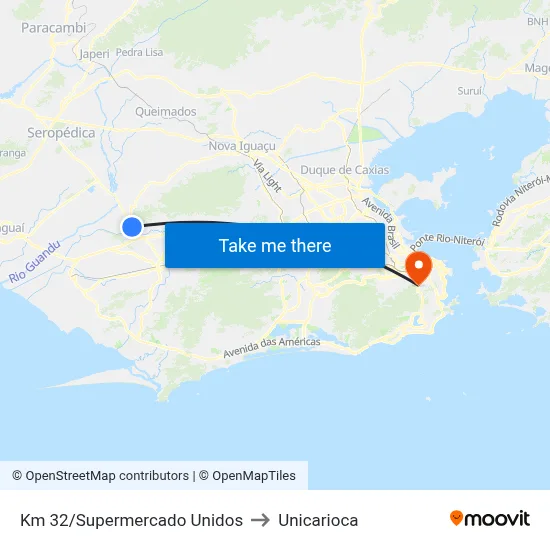 Km 32/Supermercado Unidos to Unicarioca map