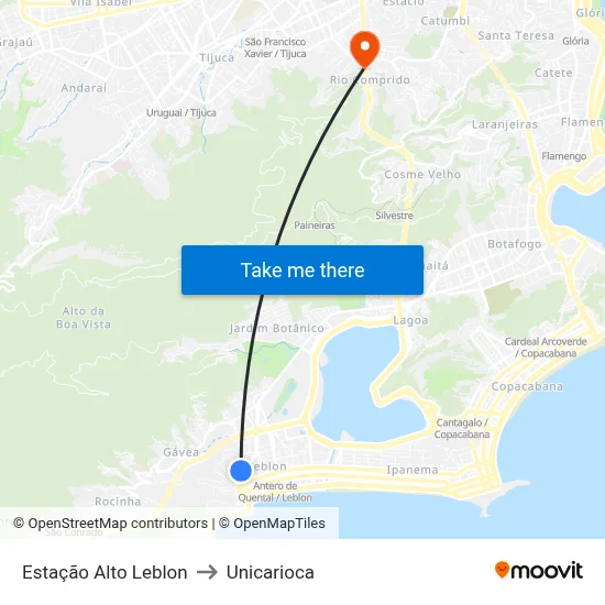 Estação Alto Leblon to Unicarioca map