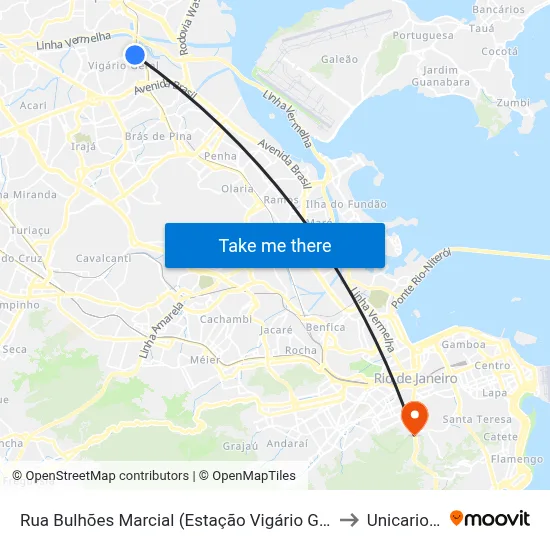 Rua Bulhões Marcial (Estação Vigário Geral) to Unicarioca map