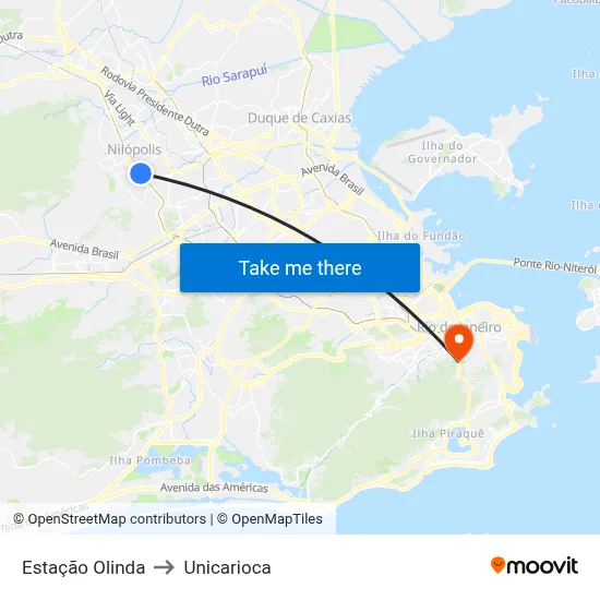 Estação Olinda to Unicarioca map