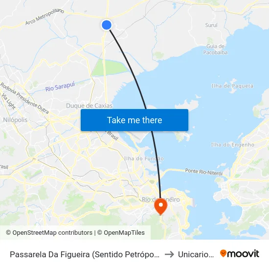 Passarela Da Figueira (Sentido Petrópolis) to Unicarioca map