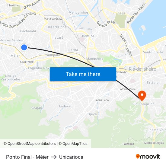 Ponto Final - Méier to Unicarioca map