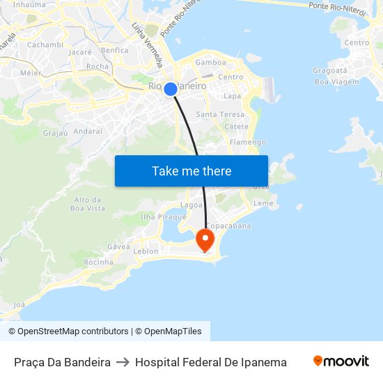 Praça Da Bandeira to Hospital Federal De Ipanema map