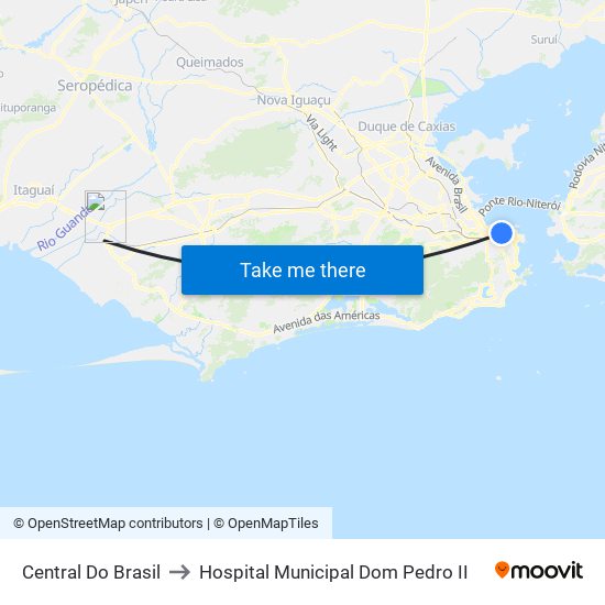 Central Do Brasil to Hospital Municipal Dom Pedro II map