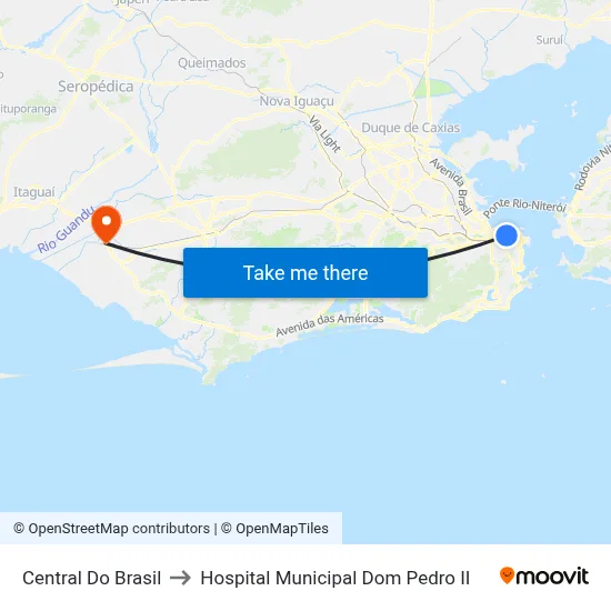Central Do Brasil to Hospital Municipal Dom Pedro II map