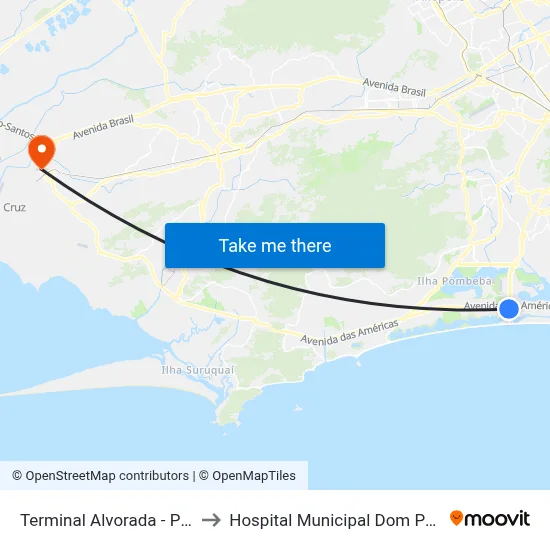 Terminal Alvorada - Plat. D to Hospital Municipal Dom Pedro II map