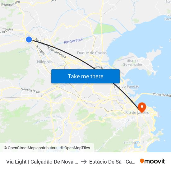 Via Light | Calçadão De Nova Iguaçu (Sentido Pavuna) to Estácio De Sá - Campus Praça Onze map